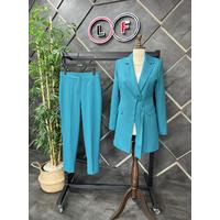 Sash Detailed Suit Turquoise