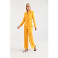 Belted 3 Button Suit Mustard Yellow