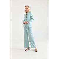 Belted 3 Button Suit Mint Green