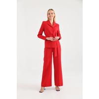 Belted 3 Button Suit Red