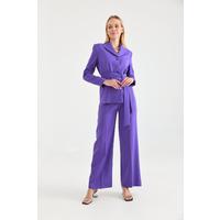 Belted 3 Button Suit Purple