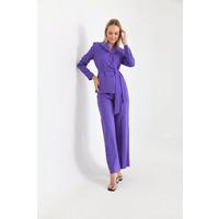 Belted 3 Button Suit Purple