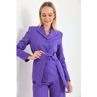 Belted 3 Button Suit Purple