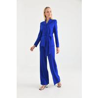 Belted 3 Button Suit Saks Blue