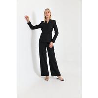 Belted 3 Button Suit Black