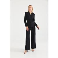 Belted 3 Button Suit Black