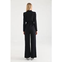 Belted 3 Button Suit Black