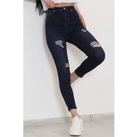 Laser Cut Jeans Trousers Dark Blue - 11362.1431.