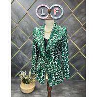 Leopard Pattern Blazer Jacket Green