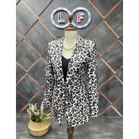 Leopard Pattern Blazer Jacket Black