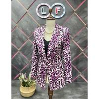 Leopard Pattern Blazer Jacket Fuchsia