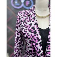 Leopard Pattern Blazer Jacket Fuchsia