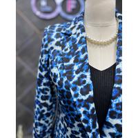 Leopard Pattern Blazer Jacket Blue