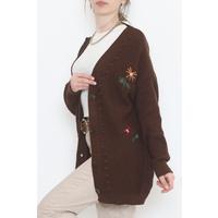 Embroidered Cardigan Acıkahve - 381.1577.