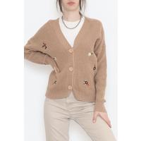 Embroidered Cardigan Milk Coffee - 384.1577.