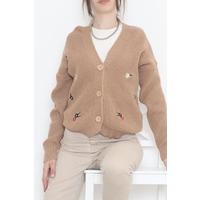 Embroidered Cardigan Milk Coffee - 384.1577.