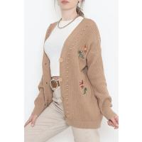 Embroidered Cardigan Milk Coffee - 381.1577.