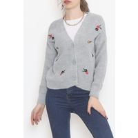 Embroidered Cardigan Gray - 384.1577.