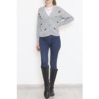 Embroidered Cardigan Gray - 384.1577.