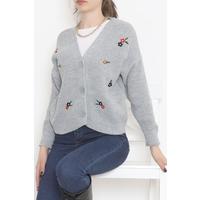 Embroidered Cardigan Gray - 384.1577.