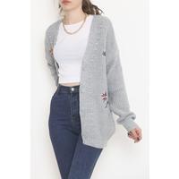 Embroidered Cardigan Gray - 381.1577.