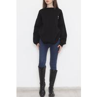 Nakışlı Oversize Sweat Siyah - 12361.1562.