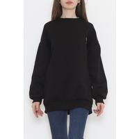 Nakışlı Oversize Sweat Siyah - 12361.1562.