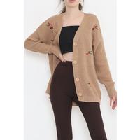 Embroidered Cardigan Milk Coffee - 383.1577.