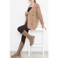 Embroidered Cardigan Milk Coffee - 383.1577.