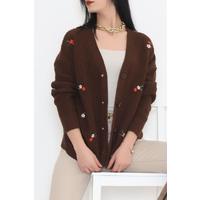 Embroidered Cardigan Acıkahve - 383.1577.