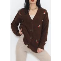 Embroidered Cardigan Acıkahve - 383.1577.