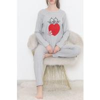 Embroidered Corduroy Pajama Set Gray - 12519.1048.