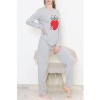 Embroidered Corduroy Pajama Set Gray - 12519.1048.