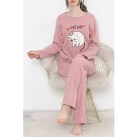 Embroidered Corduroy Pajama Set Dried Rose - 12519.1048.