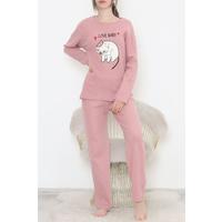 Embroidered Corduroy Pajama Set Dried Rose - 12519.1048.