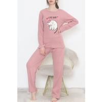 Embroidered Corduroy Pajama Set Dried Rose - 12519.1048.