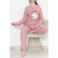 Embroidered Corduroy Pajama Set Dried Rose - 12519.1048.