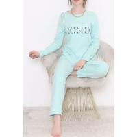 Embroidered Corduroy Pajama Set Aqua - 12519.1048.