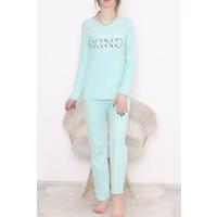 Embroidered Corduroy Pajama Set Aqua - 12519.1048.