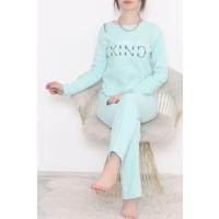 Embroidered Corduroy Pajama Set Aqua - 12519.1048.