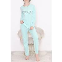 Embroidered Corduroy Pajama Set Aqua - 12519.1048.