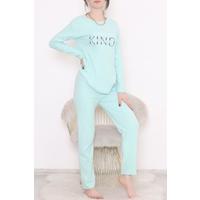 Embroidered Corduroy Pajama Set Aqua - 12519.1048.