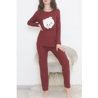 Embroidered Corduroy Pajama Set Claret Red1 - 12519.1048.