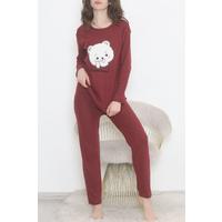 Embroidered Corduroy Pajama Set Claret Red1 - 12519.1048.