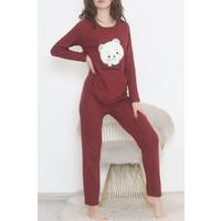 Embroidered Corduroy Pajama Set Claret Red1 - 12519.1048.