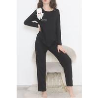 Embroidered Corduroy Pajama Set Black - 12519.1048.