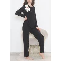 Embroidered Corduroy Pajama Set Black - 12519.1048.