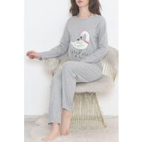 Embroidered Corduroy Pajama Set Greywhite - 12519.1048.