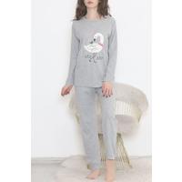 Embroidered Corduroy Pajama Set Greywhite - 12519.1048.