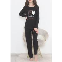 Embroidered Corduroy Pajama Set Black and White - 12519.1048.